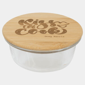 Personalized 13 oz. Round Glass Container with Bamboo Lid Thumbnail