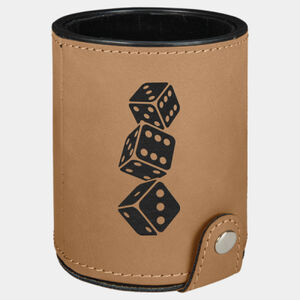 Personalized Light Brown Laserable Leatherette Dice Cup with 5 Dice Thumbnail