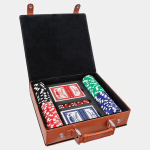 Personalized Basketball Laserable Leatherette 100 Chip Poker Set Thumbnail