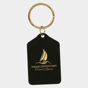 Personalized 1 1/2" x 2 1/2" Black Tablet Brass Keychain Thumbnail