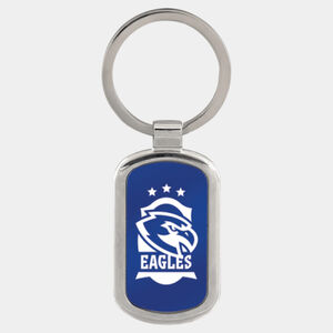 Personalized 1 1/8" x 1 7/8" Blue Laserable Rectangle Keychain Thumbnail