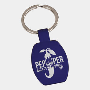Personalized 1 5/8" Blue Laserable Rectangle Keychain Thumbnail