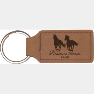 Personalized 2 3/4" x 1 1/4" Dark Brown Laserable Leatherette Rectangle Keychain Thumbnail