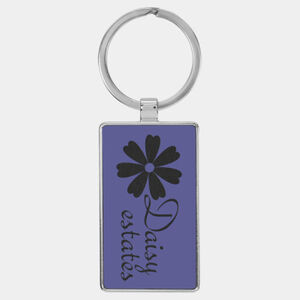 Personalized 2 3/4" x 1 1/4" Laserable Leatherette/Metal Purple Rectangle Keychain Thumbnail