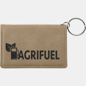 Personalized 4 1/4" x 3" Light Brown Laserable Leatherette Keychain ID Holder Thumbnail