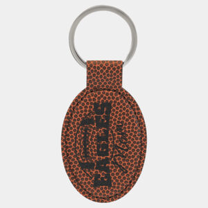 Personalized 3" x 1 3/4" Football Laserable Leatherette Oval Keychain Thumbnail