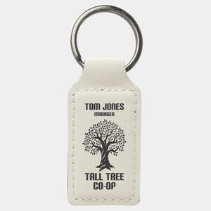 Personalized 2 3/4" x 1 1/4" White Laserable Leatherette Rectangle Keychain Thumbnail