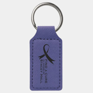 Personalized 2 3/4" x 1 1/4" Purple Laserable Leatherette Rectangle Keychain Thumbnail