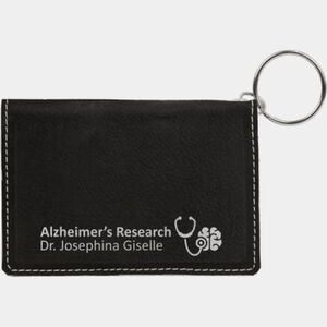 Personalized 4 1/4" x 3" Black/Silver Laserable Leatherette Keychain ID Holder Thumbnail