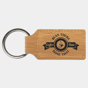 Personalized 2 3/4" x 1 1/4" Bamboo Laserable Leatherette Rectangle Keychain Thumbnail