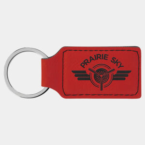 Personalized 2 3/4" x 1 1/4" Red Laserable Leatherette Rectangle Keychain Thumbnail