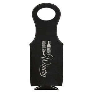 Personalized Black/Silver Laserable Leatherette Wine Bag Thumbnail