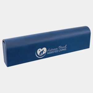 Personalized Blue/Silver Laserable Leatherette Pill Box with Days of the Week Organizer Thumbnail
