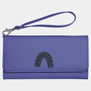 Personalized 7 1/2" x 4" Purple Laserable Leatherette Wallet with Strap Thumbnail
