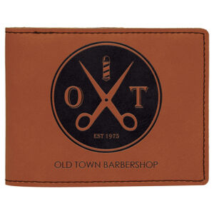 Personalized 4 1/2" x 3 1/2" Rawhide Laserable Leatherette Bifold Wallet Thumbnail