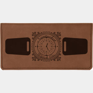 Personalized 6 3/4" x 3 1/2" Dark Brown Laserable Leatherette Checkbook Cover Thumbnail
