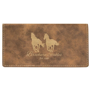Personalized 6 3/4" x 3 1/2" Rustic/Gold Laserable Leatherette Checkbook Cover Thumbnail