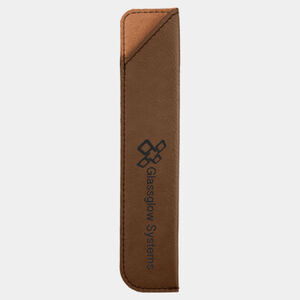 Personalized 6 1/4" Dark Brown Laserable Leatherette Pen Sleeve Thumbnail