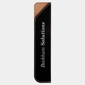 Personalized 6 1/4" Black/Silver Laserable Leatherette Pen Sleeve Thumbnail