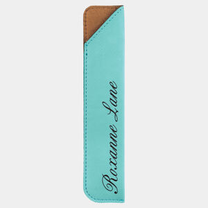 Personalized 6 1/4" Teal Laserable Leatherette Pen Sleeve Thumbnail