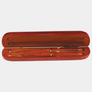 Personalized 6 3/4" x 2" Rosewood Finish 2-Pen Case (Case only, pen/pencil not included) Thumbnail