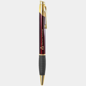 Personalized Gloss Burgundy Brass Ballpoint Pen with Gripper Thumbnail