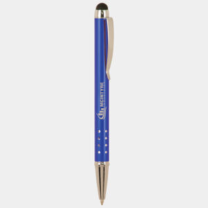 Personalized Blue with Silver Trim Laserable Pen with Stylus Thumbnail