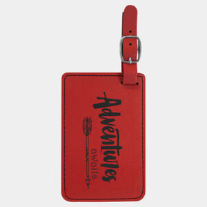 Personalized 4 1/4" x 2 3/4" Red Laserable Leatherette Luggage Tag Thumbnail