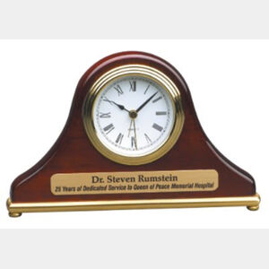 Personalized 7 1/2" x 4 1/2" Rosewood Piano Finish Mantel Desk Clock Thumbnail