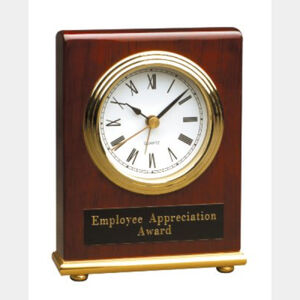 Personalized 4" x 5" Rosewood Piano Finish Rectangle Desk Clock Thumbnail