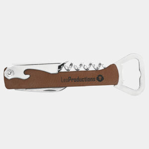 Dark Brown Laserable Leatherette Wine Bottle Opener Thumbnail