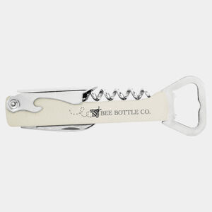 White Laserable Leatherette Wine Bottle Opener Thumbnail