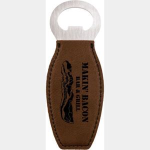 Dark Brown Laserable Leatherette Bottle Opener with Magnet Thumbnail