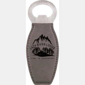 Gray Laserable Leatherette Bottle Opener with Magnet Thumbnail