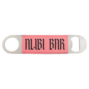 1 1/2" x 7" Pink Laserable Leatherette Bottle Opener Thumbnail