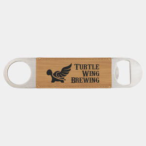 1 1/2" x 7" Bamboo Laserable Leatherette Bottle Opener Thumbnail